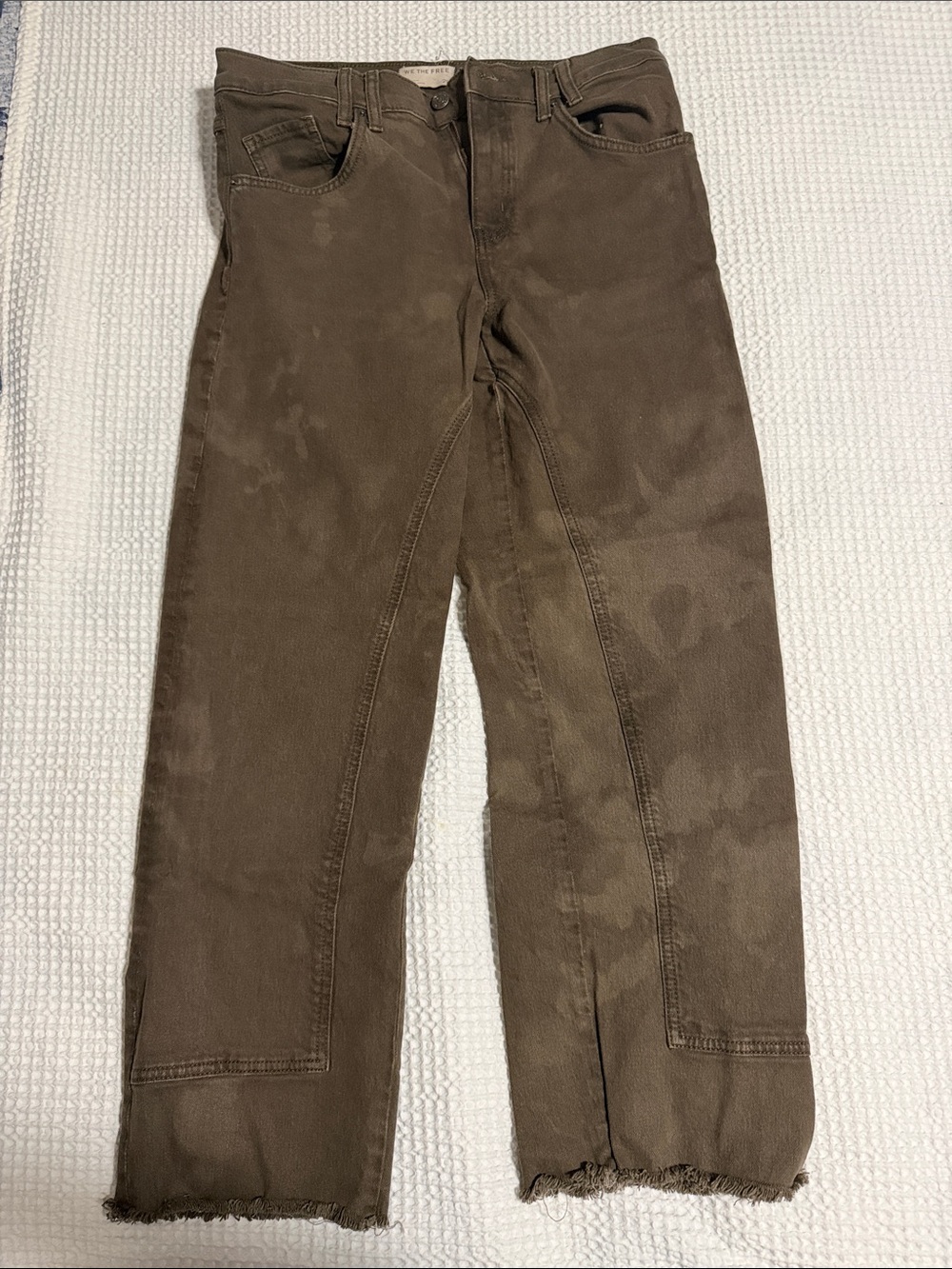 We The Free Brown Frayed-Hem Cropped Jeans